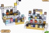 Set constructie cuburi magnetice Build World 128 piese, stil Minecraft H007