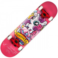 Skateboard Action One, ABEC-7 Aluminiu, 80 x 20 cm, Roz Girly Unicorn