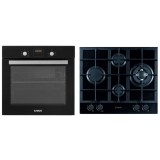 Pachet Incorporabil Samus Cuptor Incorporabil SC639CEGV, 62 l, 6 functii + Plita Incorporabila PSG-64SG2, 4 arzatoare pe gaz, Sticla neagra