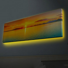 Tablou decorativ cu lumina LED, 3090HDACT-003, Canvas, 30 x 90 cm, Multicolor