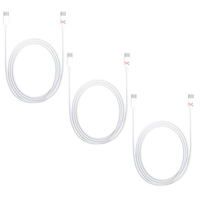 Set 3 Cabluri de Date si Incarcare, Type-C / Type-C, Albe, 2A, Viteza 10 Gbps, 1 M foto