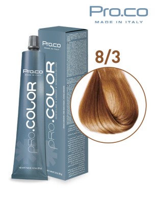 Vopsea de par profesionala PRO.COLOR 100 ml - Pro.Co - 8/3 BLOND DESCHIS AURIU foto