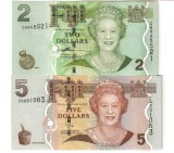 SV * Insulele FIJI 2 + 5 DOLLARS 2007 - 2011 * Regina Elisabeth II * UNC