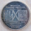 (A465) MONEDA DIN ARGINT GERMANIA- 10 MARK 1995 D, WILLIAM CONRAD RONTGEN, PROOF, Europa