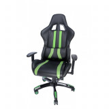 Scaun gaming Spacer Trinity, Imitatie piele, Negru/Verde