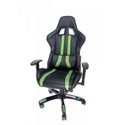 Scaun gaming Spacer Trinity, Imitatie piele, Negru/Verde foto