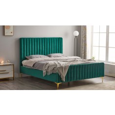 Pat Melissa 180x200 cm Tapitat Catifea Verde Inchis Somiera Inclusa