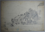 &quot;Holywell Hill&quot; St Albans desen 1896, Peisaje, Carbune, Realism