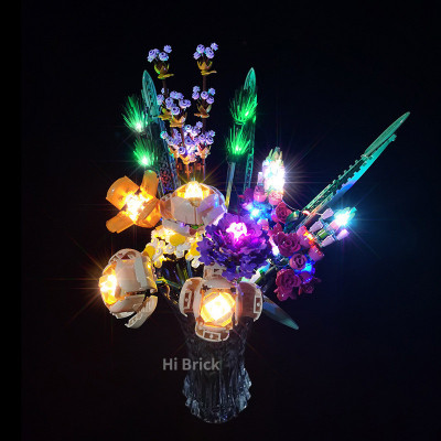 Buchet de flori de construit, cu lumini LED si telecomanda, 757 piese,multicolor foto