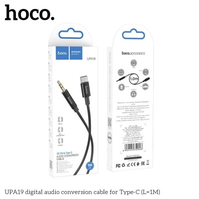 Cablu AUX Hoco Jack 3.5 mm la Type-C, UPA19, 1 m, Negru foto