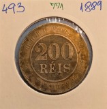 Brazil, Brazilia, 200 reis 1889, KM#493
