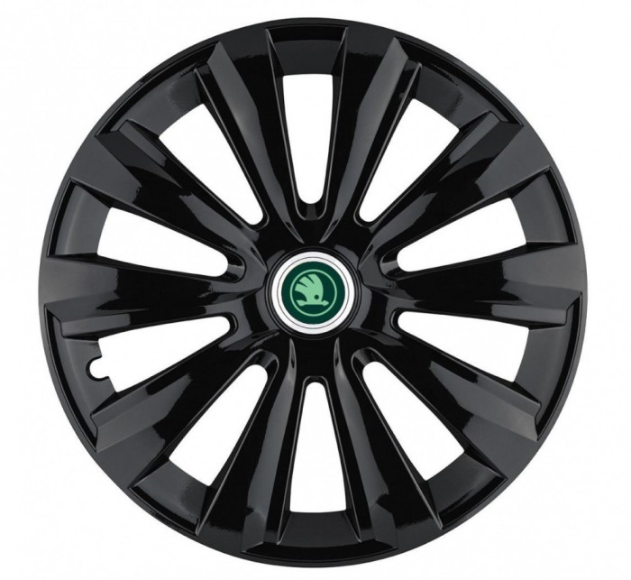 Set 4 Capace Roti Autohelix MSA&reg; potrivite jantelor de 16 inch, pentru Skoda Verde model Delta Black