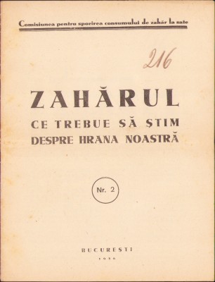 HST A932 Broșură 1936 Comisiune pentru sporirea consumului de zahăr la sate foto