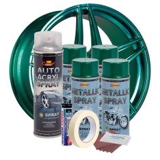 Kit complet reparatie si vopsire jante culoare Verde Metalizat, V4