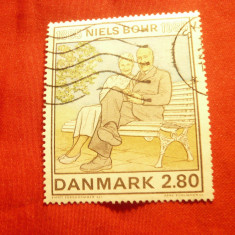 Serie Danemarca 1985 - Personalitati - 100 Ani Niels Bohr , 1 val. stampilata