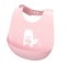 Baveta bebe din silicon moale, usor de curatat, antimurdarire, cu buzunar colector larg, inchidere ajustabila, roz