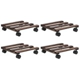 Cumpara ieftin Suport cu role pentru plante, 4 buc., 25x25 cm, lemn de cedru
