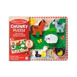 Puzzle din lemn, Melissa &amp; Doug, Animale de la ferma, 8 piese