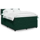 vidaXL Pat box spring cu saltea, verde &icirc;nchis, 140x190 cm, catifea 3287731