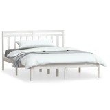 Cumpara ieftin Cadru de pat King Size, alb, 150x200 cm, lemn masiv