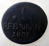 F.048 GERMANIA HESSE-DARMSTADT 1 PFENNIG 1805, Europa, Cupru (arama)