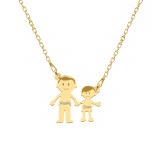 Family - Colier personalizat tata si copilul din argint 925 placat cu aur galben 24K, Bijubox