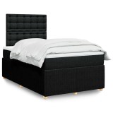 vidaXL Pat box spring cu saltea, negru, 120x200 cm, textil 3294339