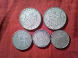 5 Monede - Jeton pt. Cazinouri- 2x 500 lei 1945 , 2x 2000 Lei 1946 si 10 000 lei 1947 Mihai I , bronz argintat