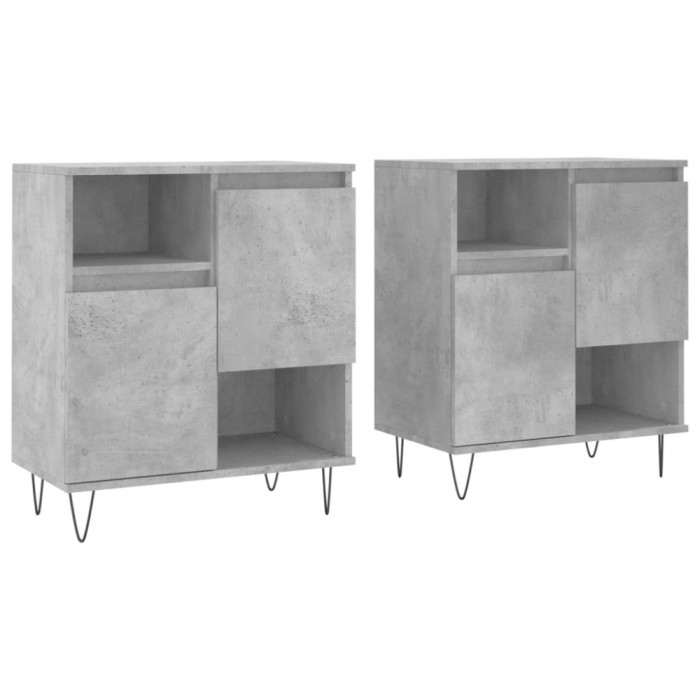 Servante, 2 piese, gri beton, lemn prelucrat