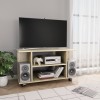 VidaXL Comodă TV cu roți, stejar Sonoma, 80x40x45 cm, lemn prelucrat 800192