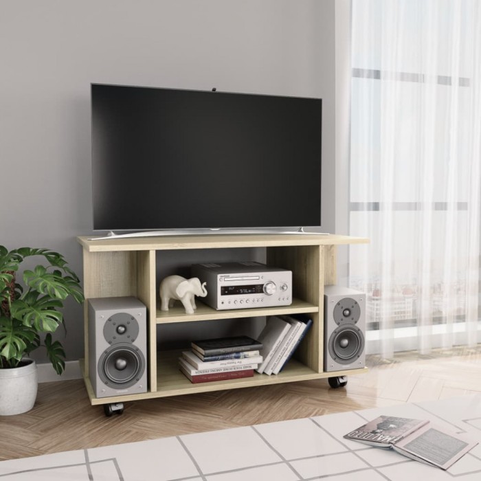 vidaXL Comodă TV cu rotile, stejar Sonoma, 80 x 40 x 40 cm, PAL