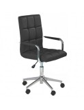 Scaun birou copii HM Gonzo 2, Ergonomic, Cadru metalic, Tapitat cu piele ecologica, Mecanism de balans, Cu brate, 90 Kg, Negru