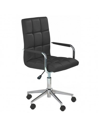 Scaun birou copii HM Gonzo 2, Ergonomic, Cadru metalic, Tapitat cu piele ecologica, Mecanism de balans, Cu brate, 90 Kg, Negru