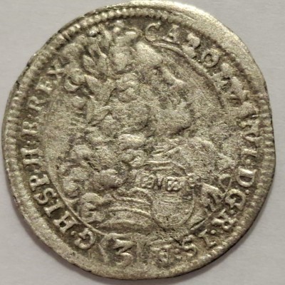 Ungaria 3 kreuzer 1712 argint Charles Vl foto