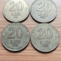 Moneda Romania 20 lei 1991,1992,1993,1995