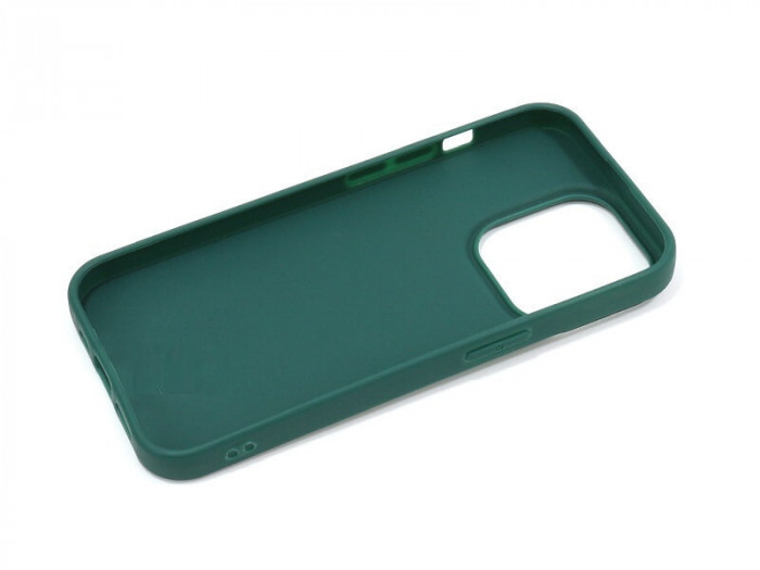 Husa din silicon compatibila cu iPhone 14, silk touch, interior din catifea, Verde