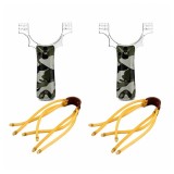 Cumpara ieftin Set doua prastii metalice DEPOX&reg;, maner camuflaj, benzi elastice, 14.5 cm