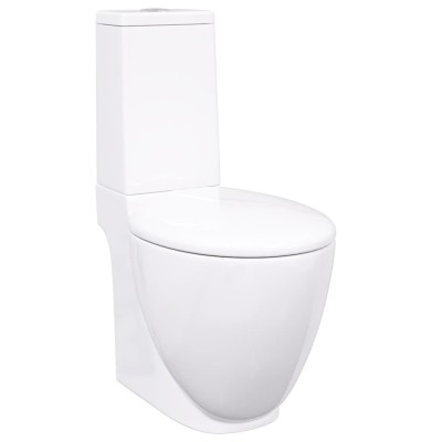 vidaXL Toaletă, alb, ceramică, flux de apă &amp;icirc;n spate foto
