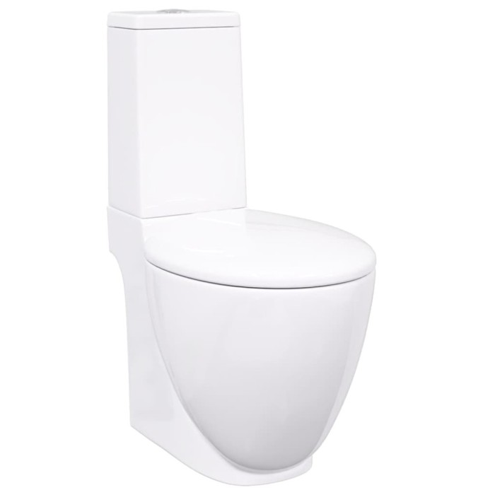 vidaXL Toaletă, alb, ceramică, flux de apă &icirc;n spate