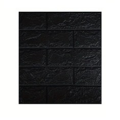 Set 10 placi tapet 3d, flippy, 35 x 38 cm, grosime 3 mm, din polietilena, model caramida, suprafata acoperita 1.33 mp, negru