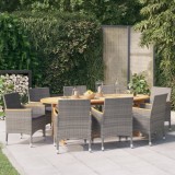 vidaXL Set mobilier de grădină cu perne, 9 piese, gri 3103601