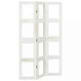 Paravan camera 3 panouri, alb, lemn masiv paulownia