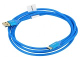 Cablu USB 2.0 A la C, 1,8m, aurit, albastru
