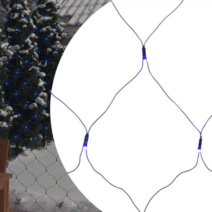 vidaXL Plasă lumini Crăciun, albastru 3x3 m, 306 LED interior/exterior 328780