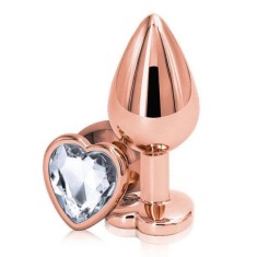 Dop Anal Brilliant Anal Plug Small, Rose Gold, Piatra Transparenta, Passion Labs
