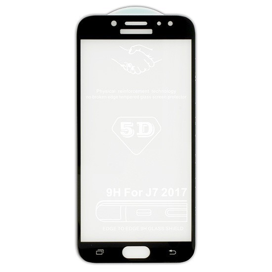 Folie protectie ecran din sticla securizata curbata Galaxy J7 (2017) pentru tot ecranul 5D FULL GLUE, Neagra