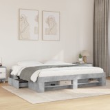 Cumpara ieftin Cadru de pat, gri beton, 200x200 cm, lemn prelucrat