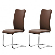Set de 6 scaune din piele sintetica Marco, maro foto