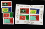 Turcia 2005 - 50 ani Europa CEPT,serie 4 valori nedantelate si bloc 4 valori nedantelate,MNH.Mi.3495-3498 , Bl.59, Organizatii internationale, Nestampilat