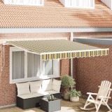 vidaXL Cortina Manuală Retractabilă Verde și Galben 350x250 cm